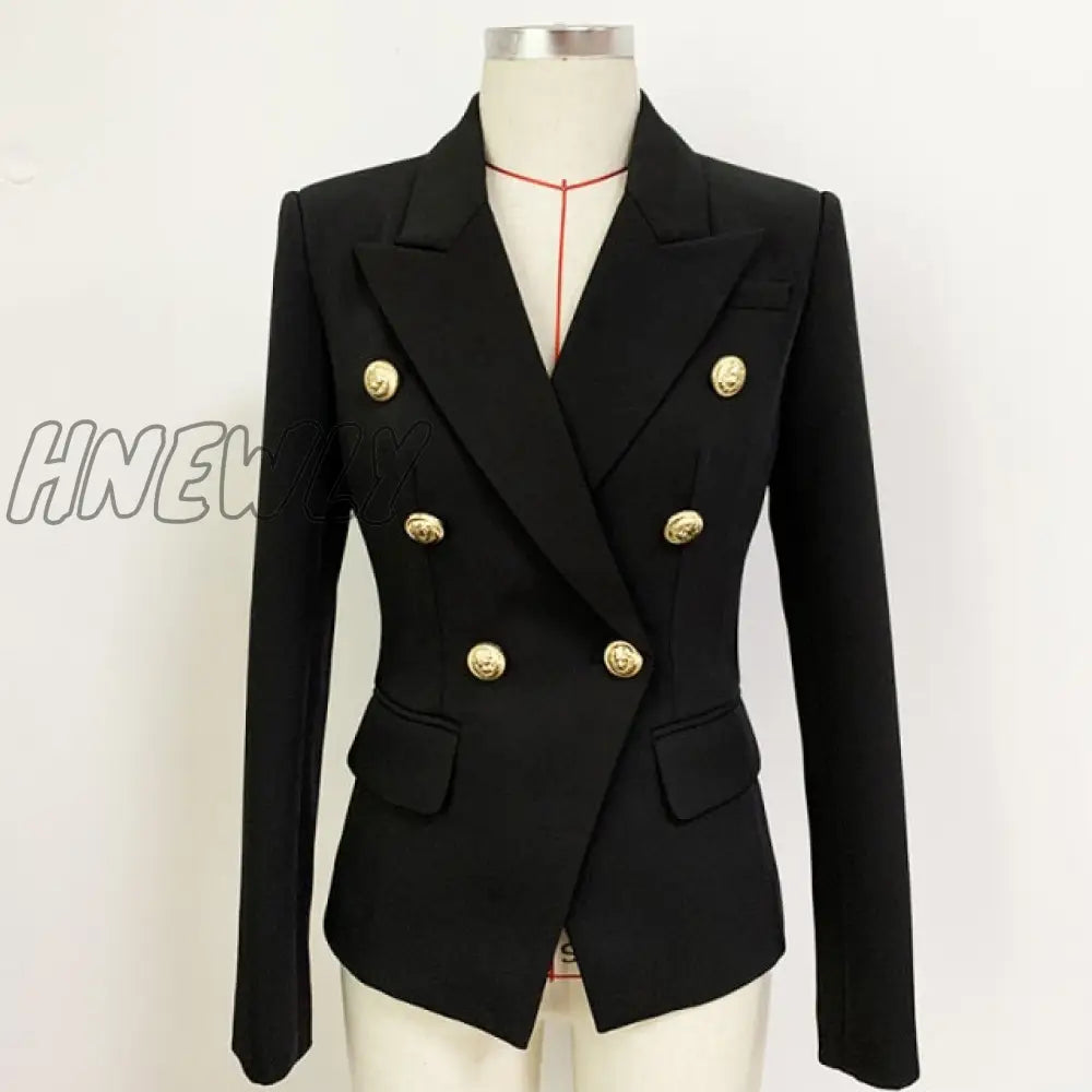 HIGH STREET Classic Designer Blazer Jacket Women's Slim Fitting Metal Lion Buttons Double Breasted Blazer Plus size S-5XL