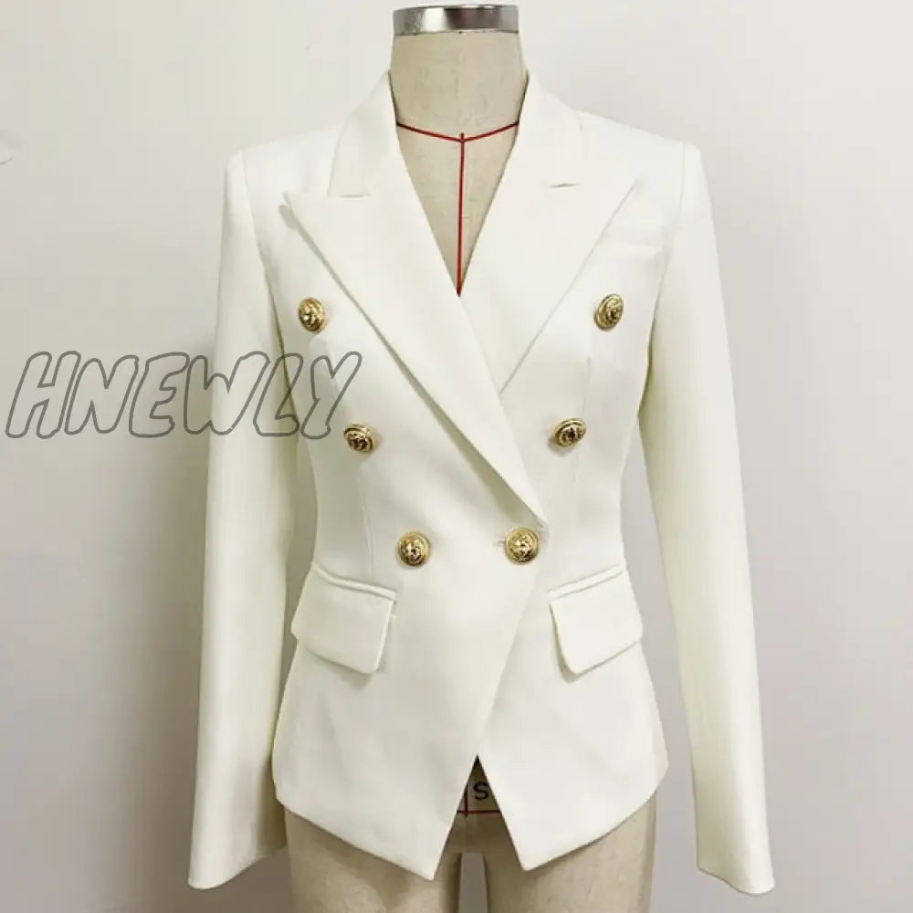 HIGH STREET Classic Designer Blazer Jacket Women's Slim Fitting Metal Lion Buttons Double Breasted Blazer Plus size S-5XL