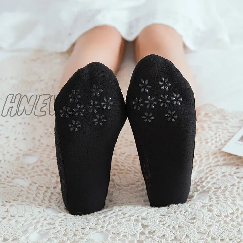 Hnewly 1/5pairs Ballet Lace Flower Sock Slippers Women Summer Silicone Non-slip Ankle Sox Invisible Slipper Lady Hollow Boat Socks Sox