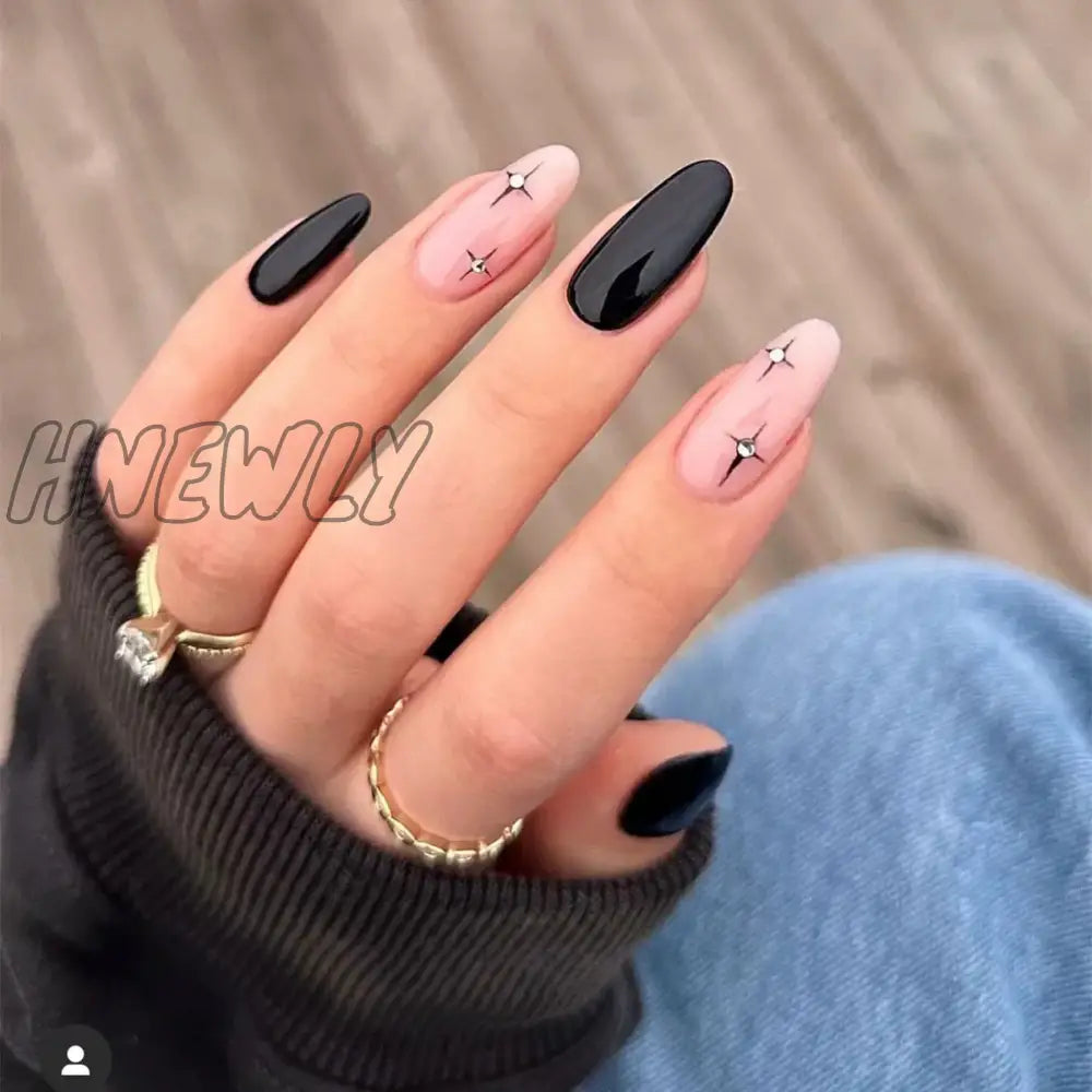 xsrrr 24pcs sweet cool y2k style ballet false nails with glue acrylic press on nails coffin almond full cover fake nails stick on nail