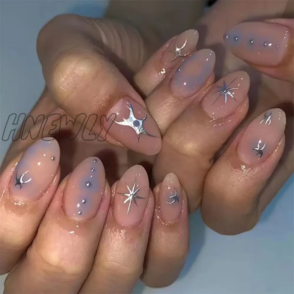 xsrrr 24pcs sweet cool y2k style ballet false nails with glue acrylic press on nails coffin almond full cover fake nails stick on nail