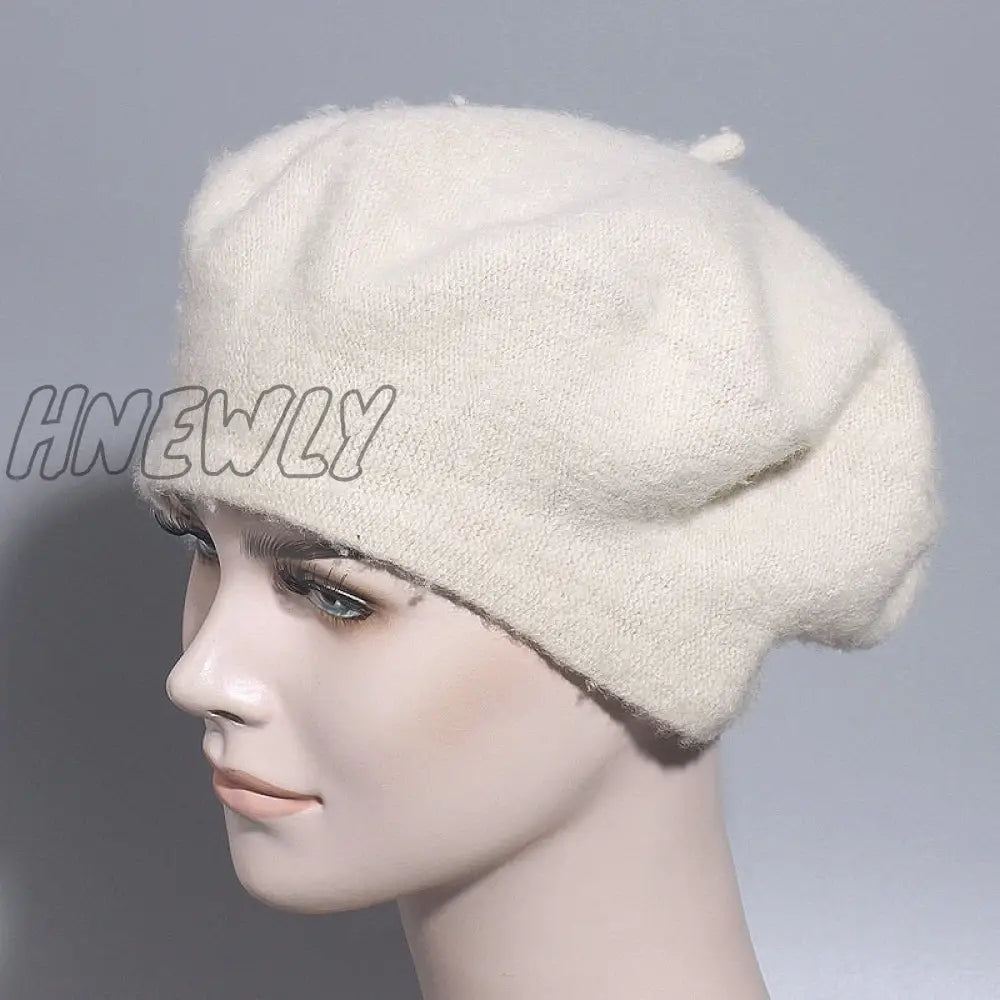 Hnewly 30 colors available Women Girl Beret French Artist Warm Wool Winter Beanie Hat Solid Color Retro Beret Elegant Lady Winter Caps