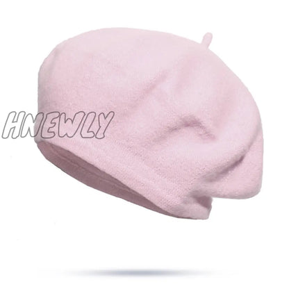 Hnewly 30 colors available Women Girl Beret French Artist Warm Wool Winter Beanie Hat Solid Color Retro Beret Elegant Lady Winter Caps