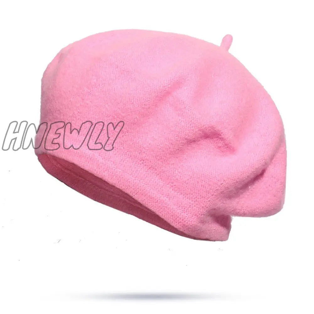 Hnewly 30 colors available Women Girl Beret French Artist Warm Wool Winter Beanie Hat Solid Color Retro Beret Elegant Lady Winter Caps