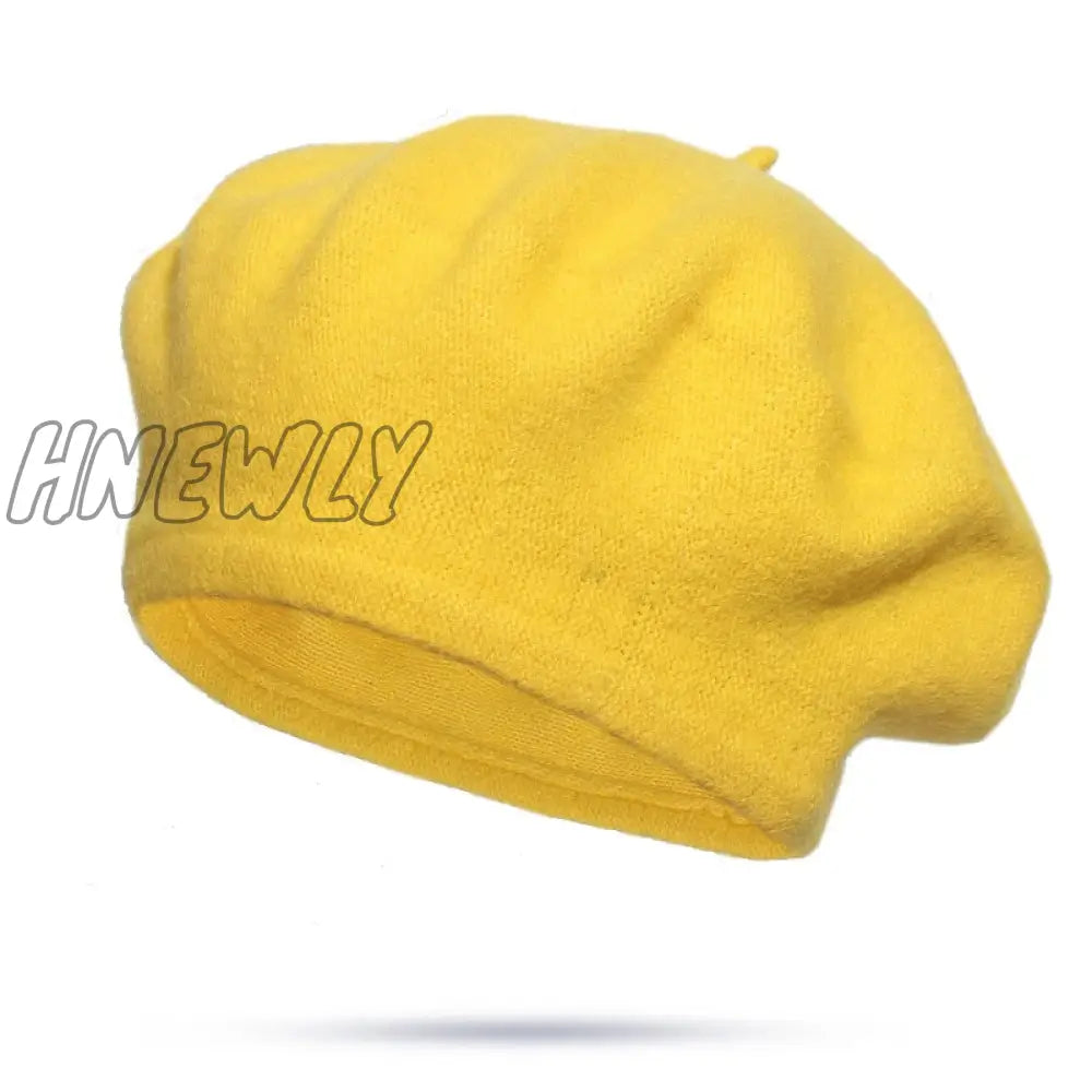 Hnewly 30 colors available Women Girl Beret French Artist Warm Wool Winter Beanie Hat Solid Color Retro Beret Elegant Lady Winter Caps