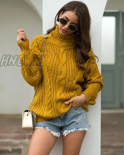 Hnewly Autumn and Winter Thick Line Twist Sweater Fashion Wild Sweater Ice Skating Outfit