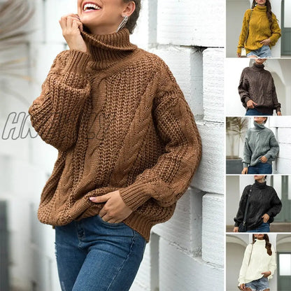 Hnewly Autumn and Winter Thick Line Twist Sweater Fashion Wild Sweater Ice Skating Outfit