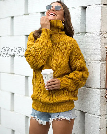 Hnewly Autumn and Winter Thick Line Twist Sweater Fashion Wild Sweater Ice Skating Outfit