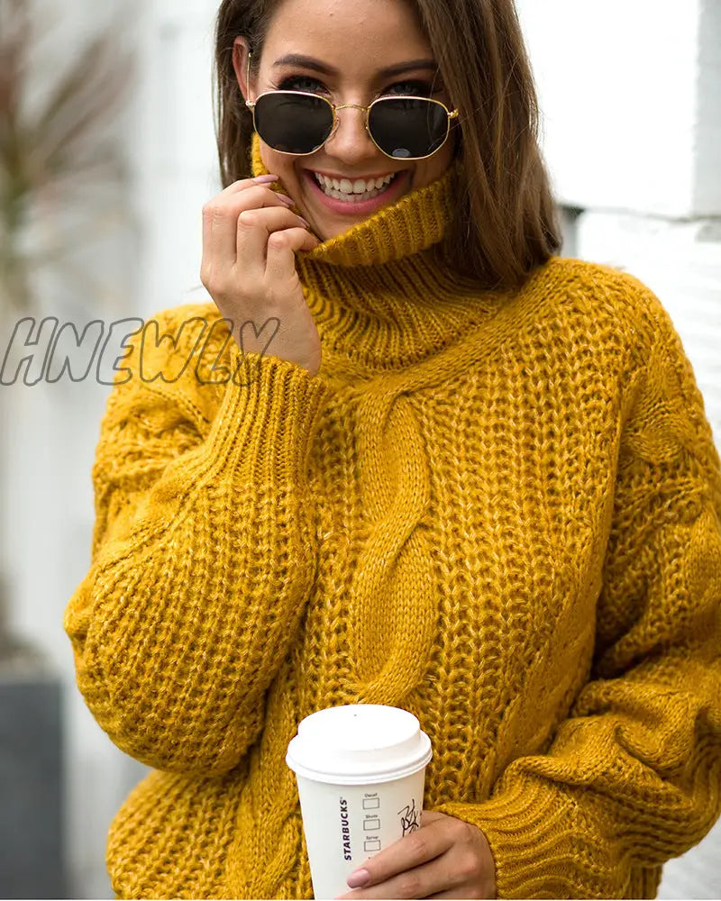 Hnewly Autumn and Winter Thick Line Twist Sweater Fashion Wild Sweater Ice Skating Outfit