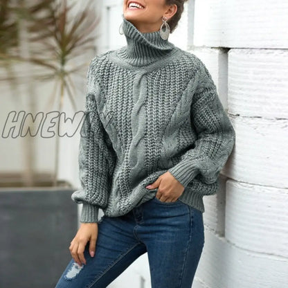 Hnewly Autumn and Winter Thick Line Twist Sweater Fashion Wild Sweater Ice Skating Outfit