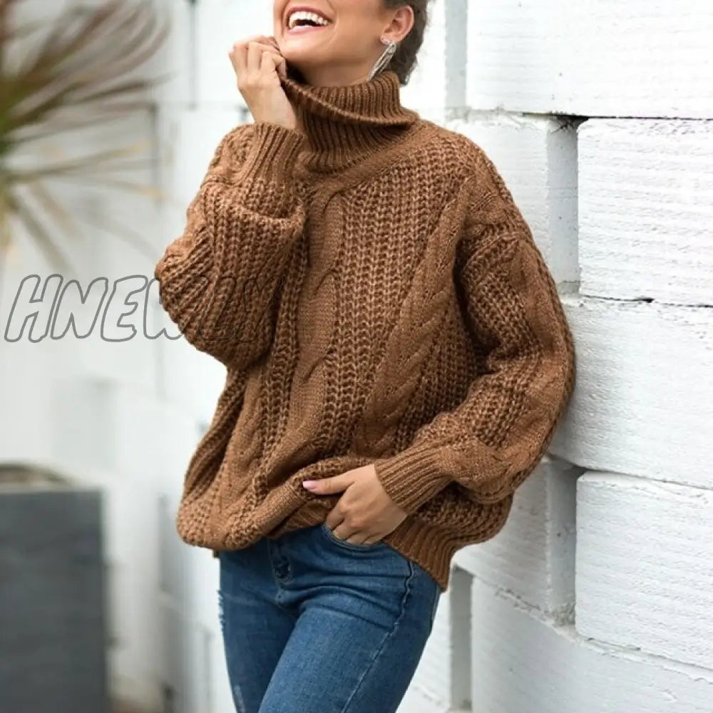 Hnewly Autumn and Winter Thick Line Twist Sweater Fashion Wild Sweater Ice Skating Outfit