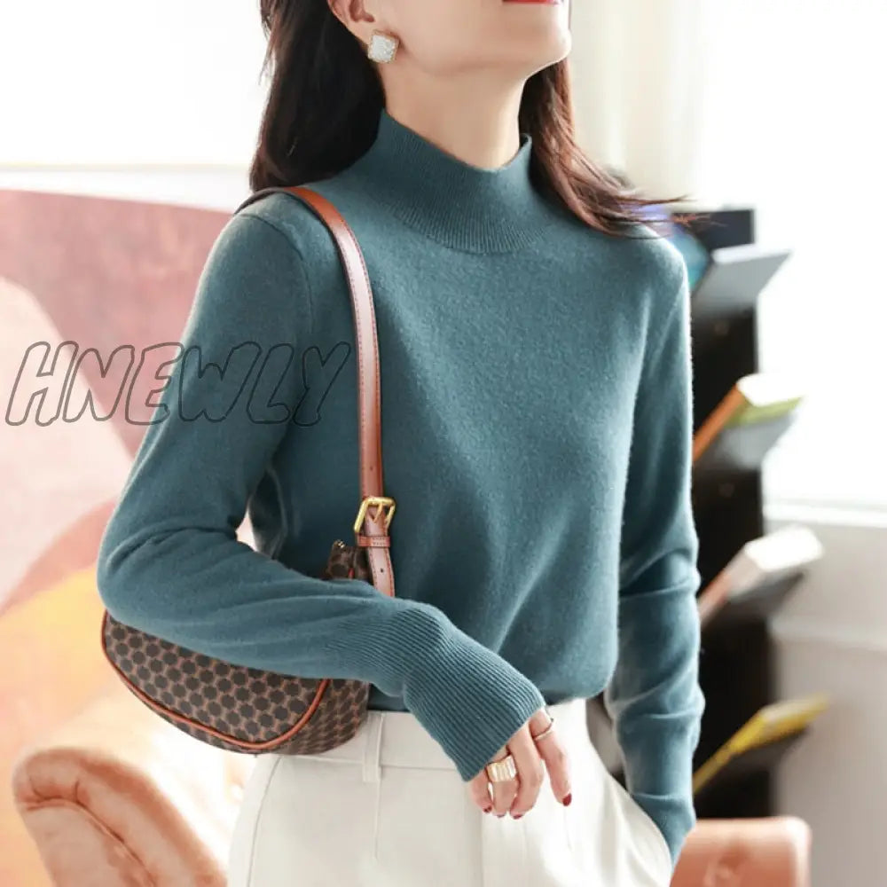 Hnewly autumn winter chic bottom sweaters women fashion turtleneck pullover slim long sleeve knitted Jumper Soft Warm Pull Femme  Womens Sweaters