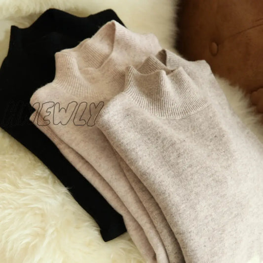 Hnewly autumn winter chic bottom sweaters women fashion turtleneck pullover slim long sleeve knitted Jumper Soft Warm Pull Femme  Womens Sweaters