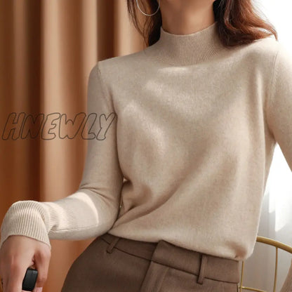 Hnewly autumn winter chic bottom sweaters women fashion turtleneck pullover slim long sleeve knitted Jumper Soft Warm Pull Femme  Womens Sweaters