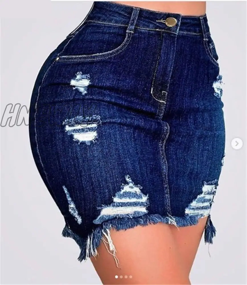 xsrrr Autumn Women Fashion Denim Skirt Ripped Hip Distressed High Waist Button Denim Pencil Skirts Female Casual Summer Jeans Skirts