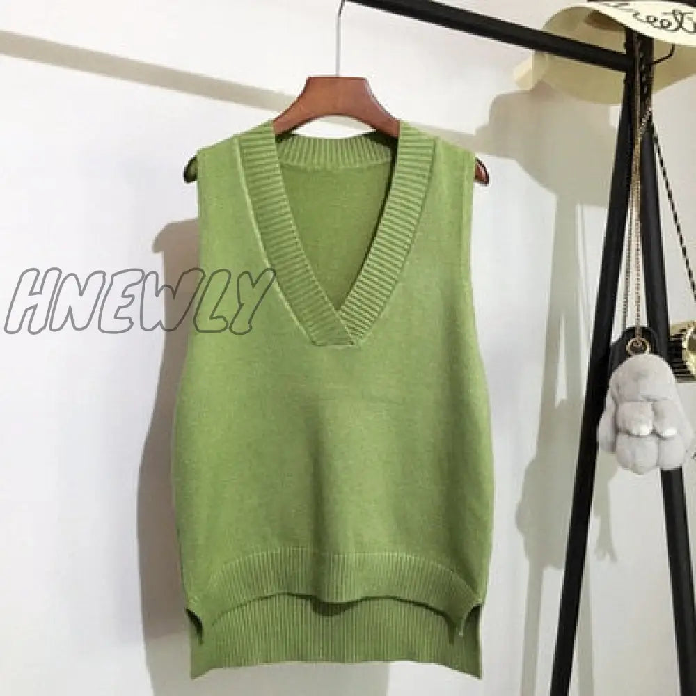 xsrrr Autumn Women's Sweater Vest V-neck Sleeveless Irregular Casual Loose Knitted Pullover Tops Female Outerwear