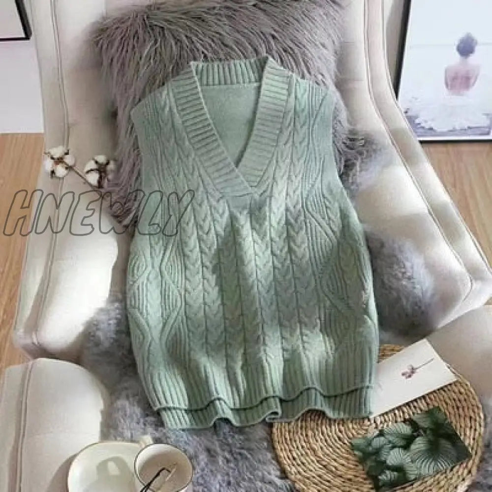 xsrrr Autumn Women's Sweater Vest V-neck Sleeveless Irregular Casual Loose Knitted Pullover Tops Female Outerwear