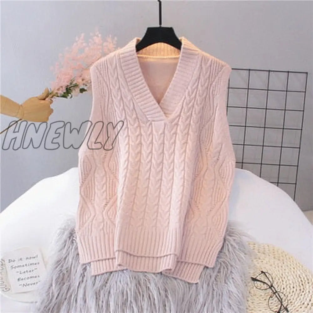 xsrrr Autumn Women's Sweater Vest V-neck Sleeveless Irregular Casual Loose Knitted Pullover Tops Female Outerwear