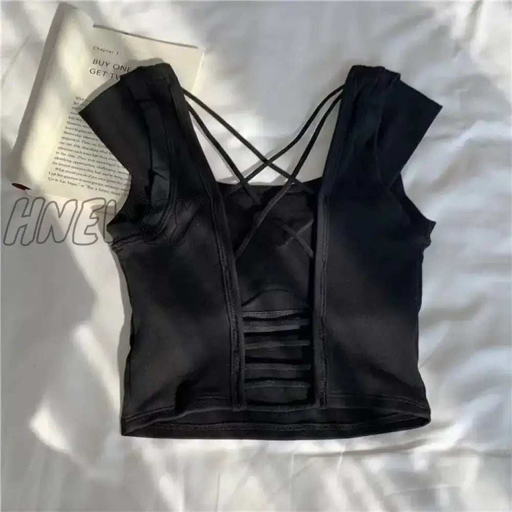 xsrrr Backless Top Sexy Crop Top Women Summer Clothes Square Neck Corset Top Y2K Clothes 2024 Solid Bustier Streetwear Black Tank Top