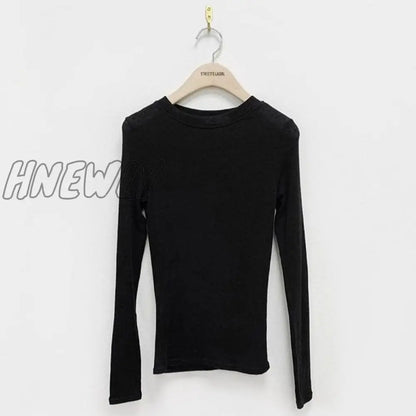 xsrrr Basic Cotton Summer T Shirt Women Long Sleeves Tee Shirt High Elasticity Breathable Sexy Thin T-shirt see through Female Top