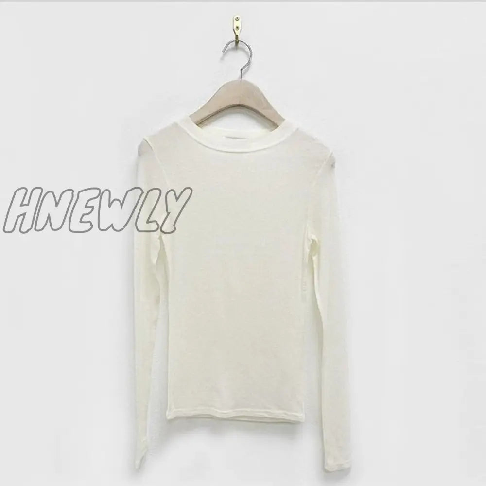 xsrrr Basic Cotton Summer T Shirt Women Long Sleeves Tee Shirt High Elasticity Breathable Sexy Thin T-shirt see through Female Top