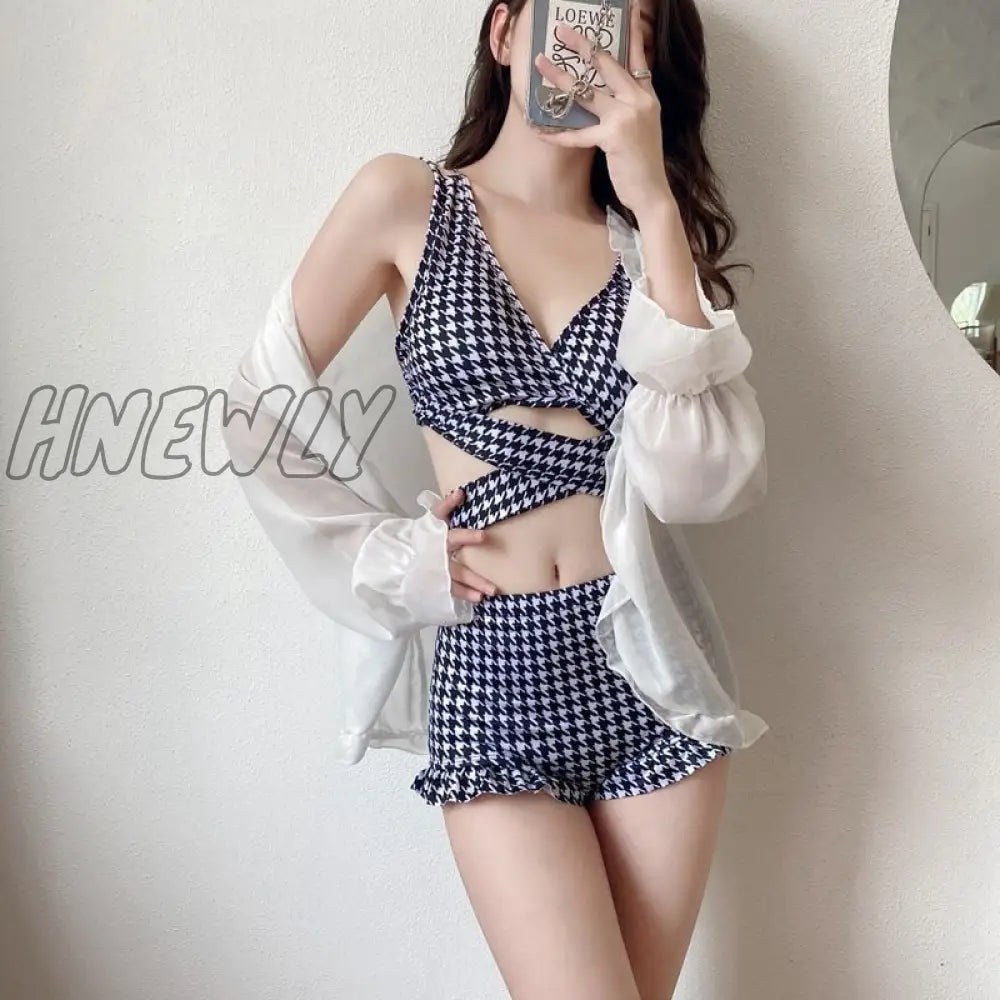 xsrrr Bikini Sets Women Backless Sexy Slim Ruffles Summer Beach Style Classic Ulzzang Ladies Vacation Casual Retro Stylish