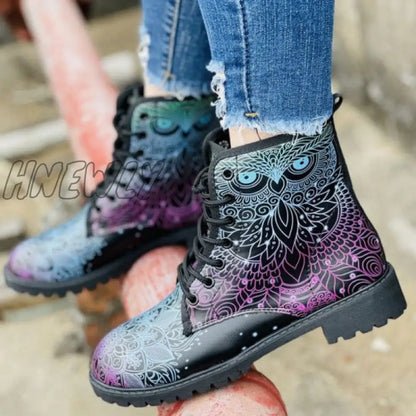 xsrrr - Black Casual Patchwork Frenulum Printing Round Comfortable Out Door Shoes