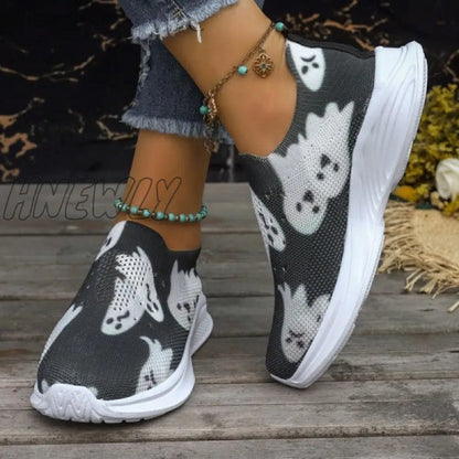 xsrrr - Black Casual Patchwork Printing Round Comfortable Out Door Shoes