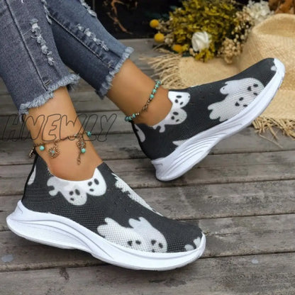 xsrrr - Black Casual Patchwork Printing Round Comfortable Out Door Shoes