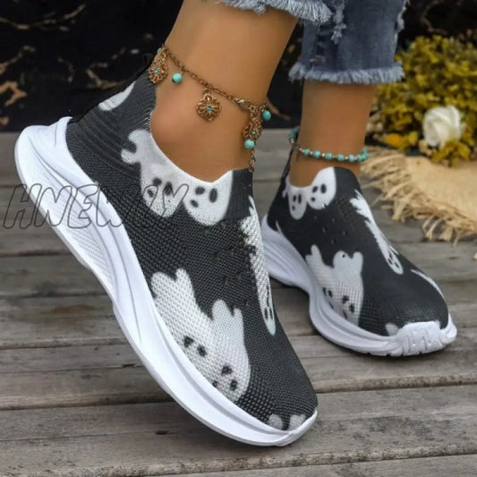 xsrrr - Black Casual Patchwork Printing Round Comfortable Out Door Shoes