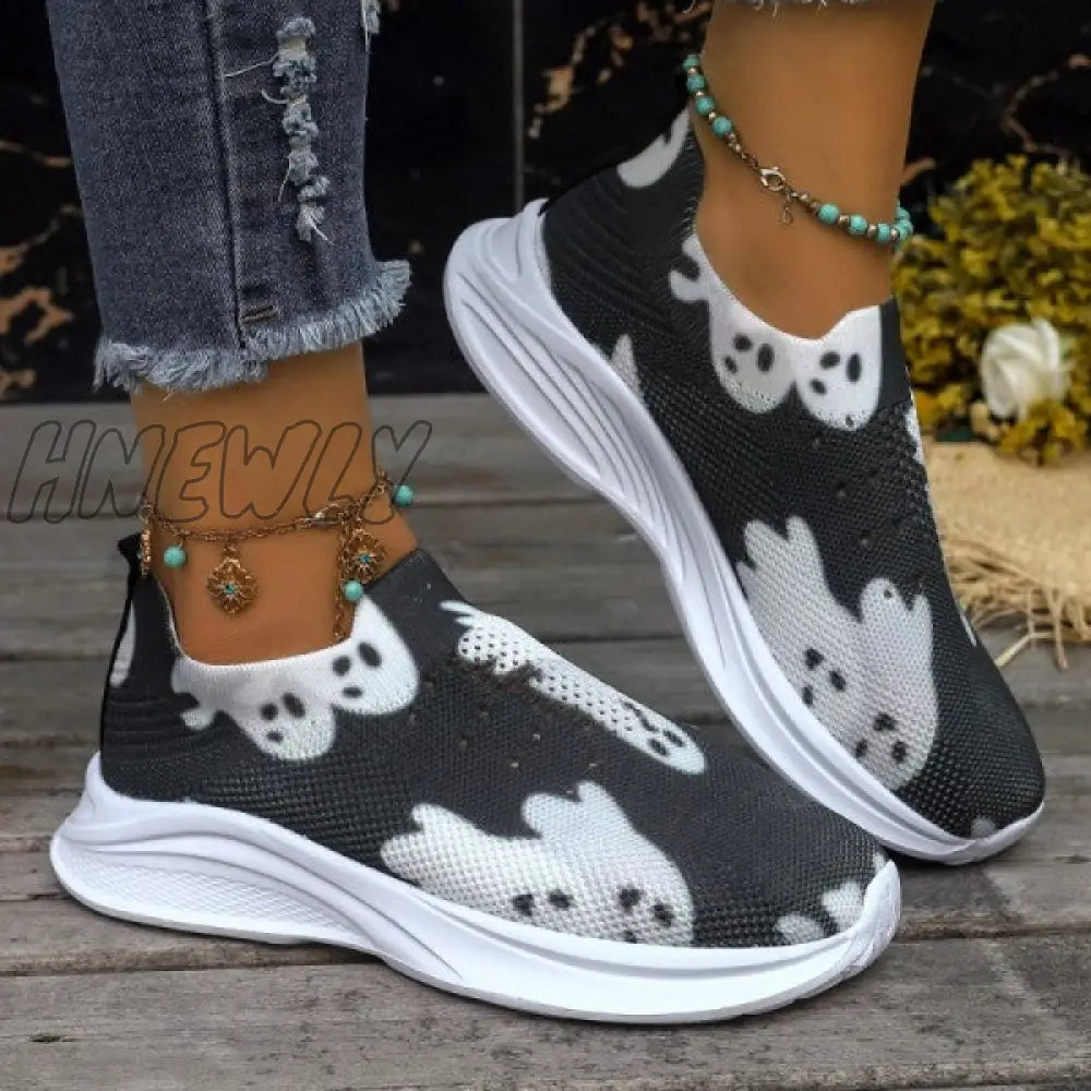 xsrrr - Black Casual Patchwork Printing Round Comfortable Out Door Shoes