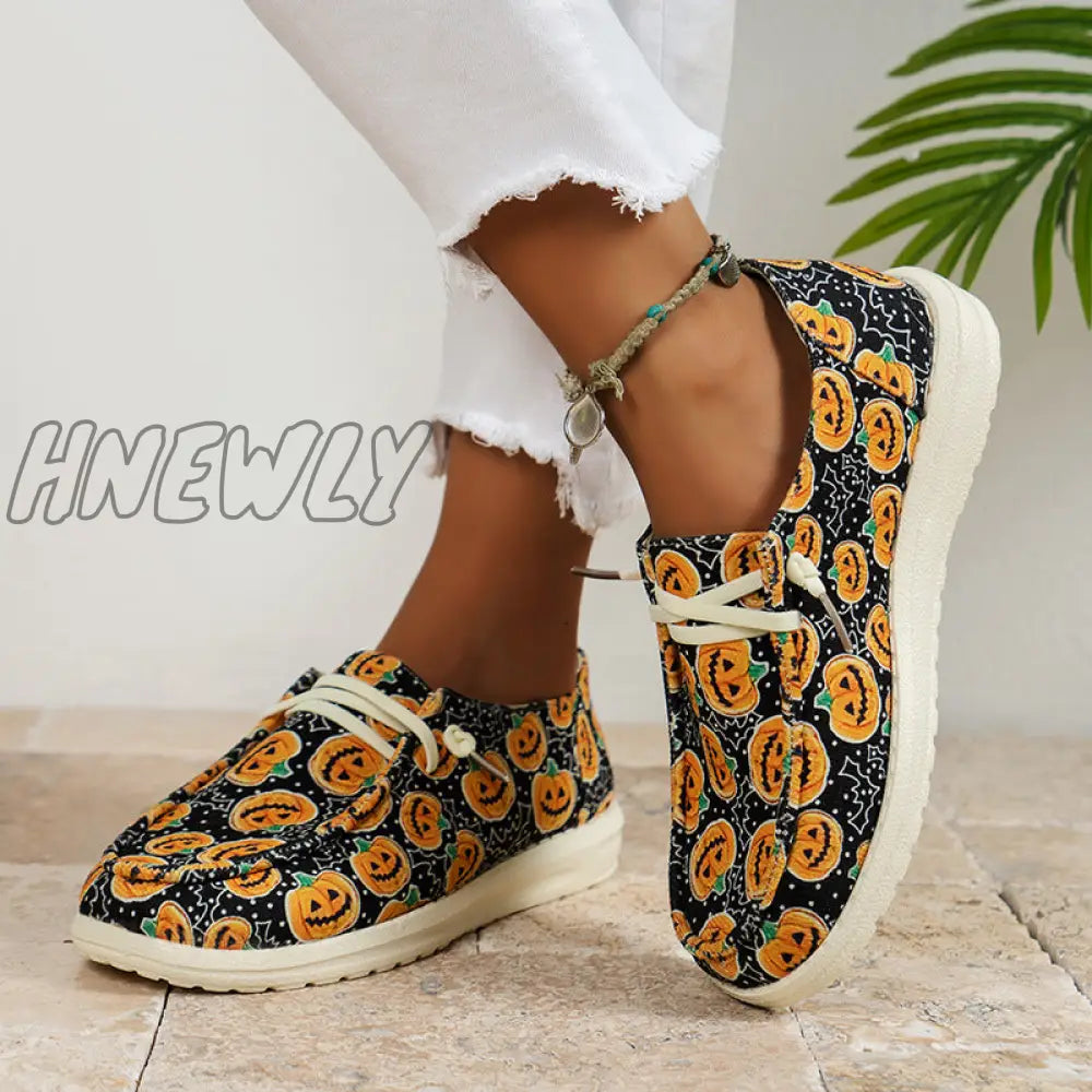 xsrrr - Black Casual Patchwork Printing Round Comfortable Shoes