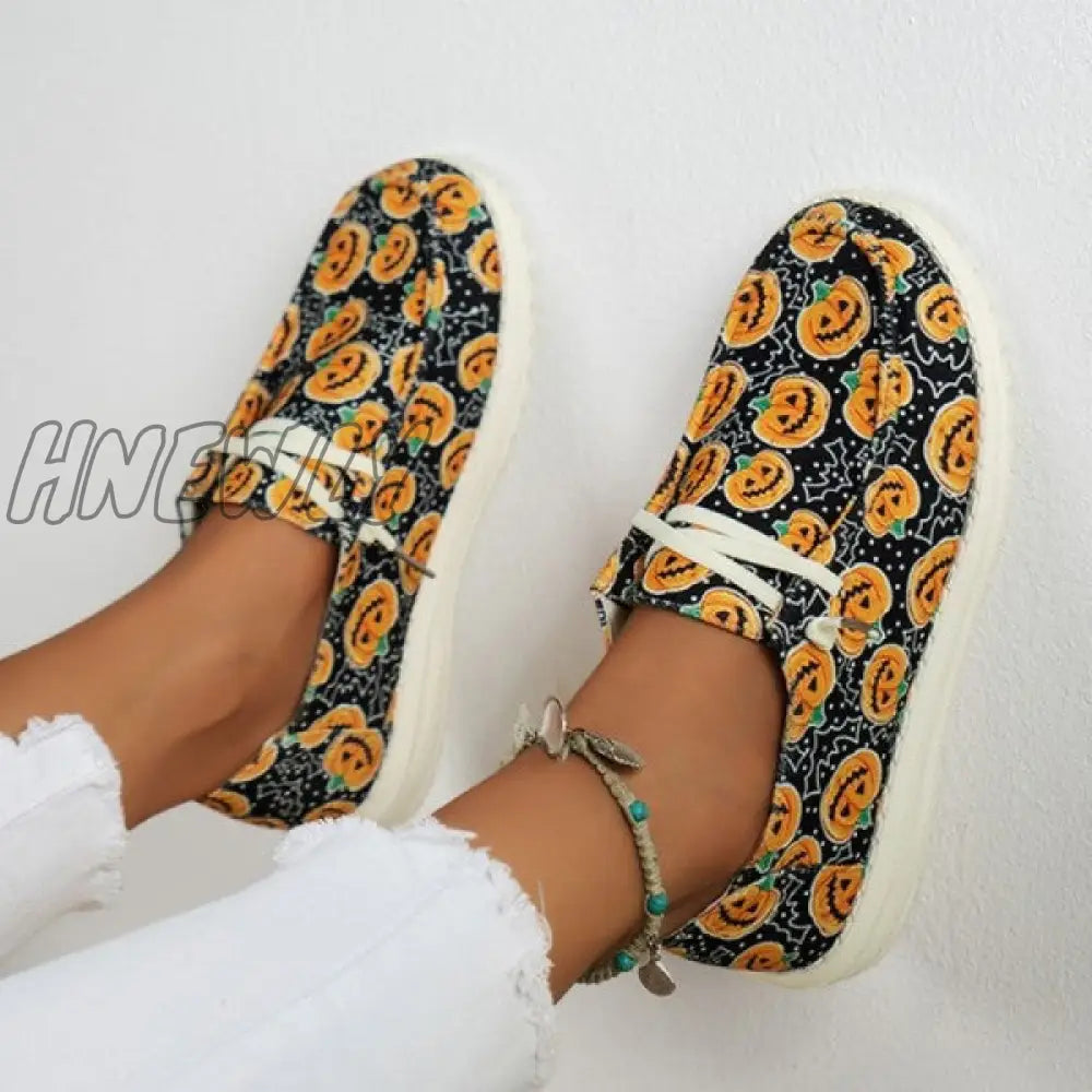 xsrrr - Black Casual Patchwork Printing Round Comfortable Shoes