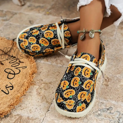 xsrrr - Black Casual Patchwork Printing Round Comfortable Shoes