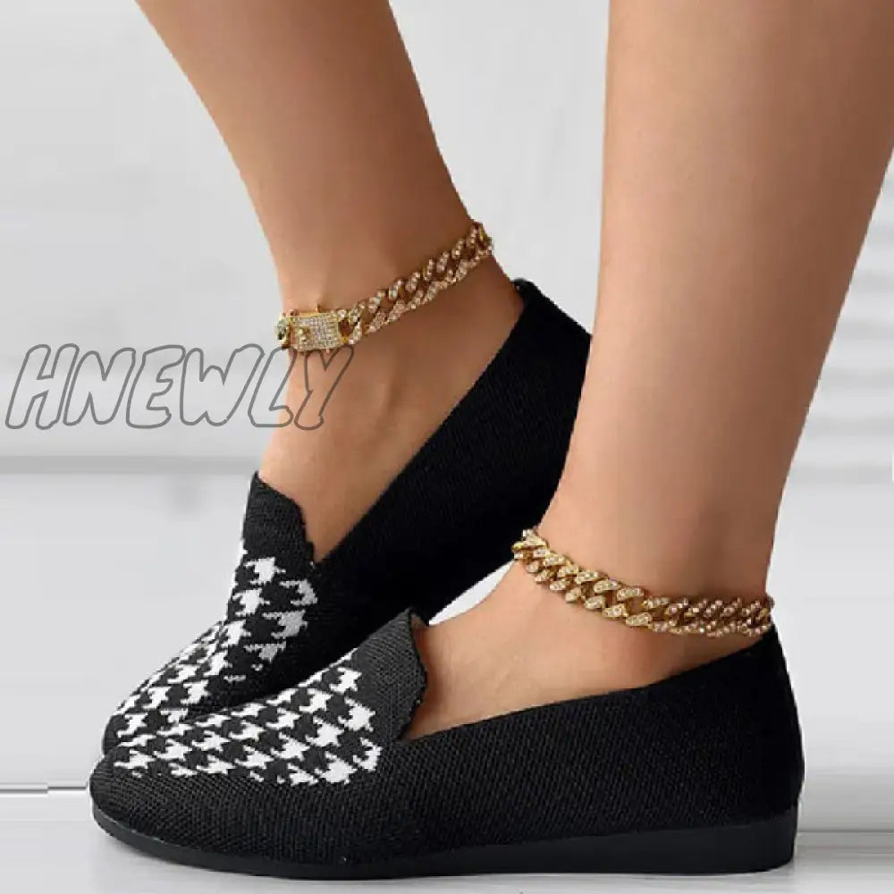 xsrrr - Black Casual Patchwork Round Comfortable Flats Shoes