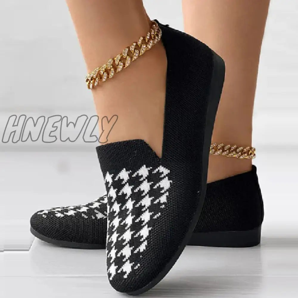 xsrrr - Black Casual Patchwork Round Comfortable Flats Shoes