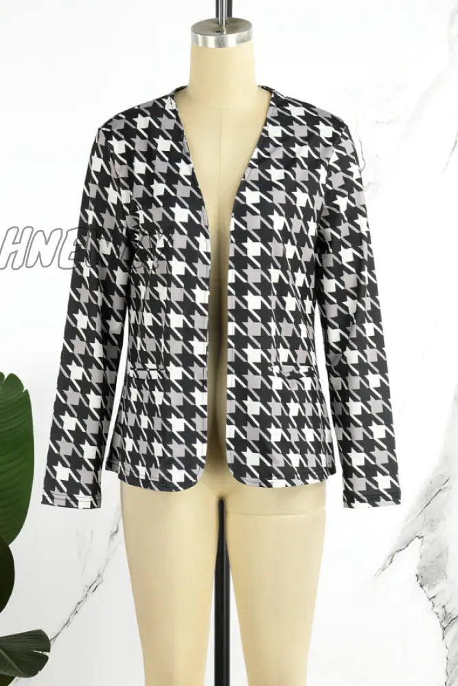 xsrrr - Black Casual Print Cardigan Outerwear