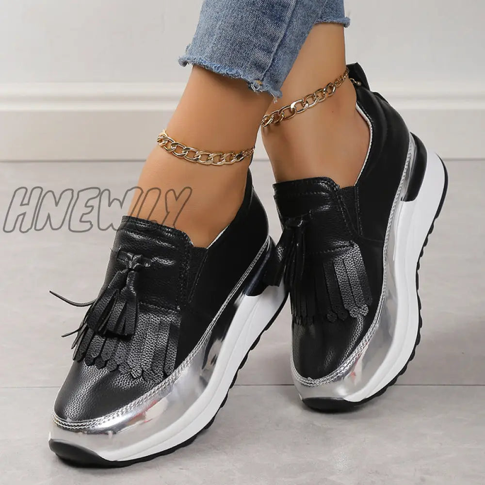 xsrrr - Black Casual Sportswear Patchwork Contrast Round Comfortable Out Door Shoes