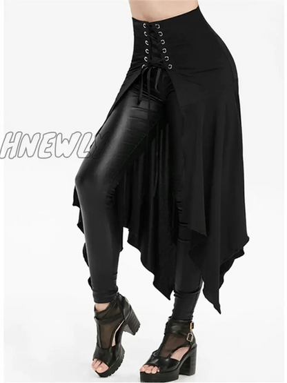 xsrrr Black Medieval Skirt Women Halloween Vintage Irregualr Hem Steampunk Ladies Long Skirts Gothic Cosplay Dress Skirt Fashion