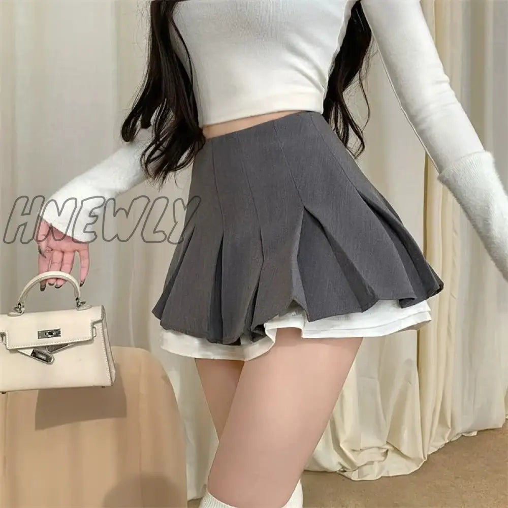 xsrrr Black White Splicing Pleated Skirt Women Kawaii High Waist Mini Skirts Fashion School Girls Harajuku Streetwear Sexy Summer Y2k