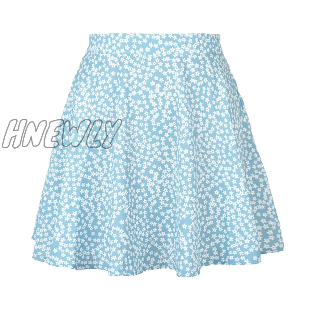 xsrrr Boho Floral Print Party Skirt Summer New High Waist Pleated Skirt Short Beach Sexy Frills Mini Skirts For Women