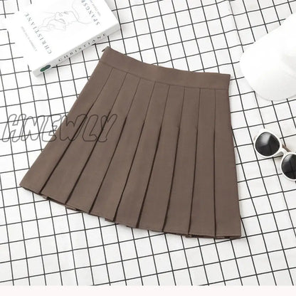 Hnewly Brown Skirt Ladies Summer Clothes Women's High Waist Harajuku Korean Style Black Mini Pleated Skirt For School Girl Uniform