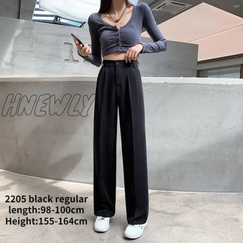 xsrrr Casual High Waist Loose Wide Leg Pants for Women Spring Autumn New Female Floor-Length White Suits Pants Ladies Long Trousers