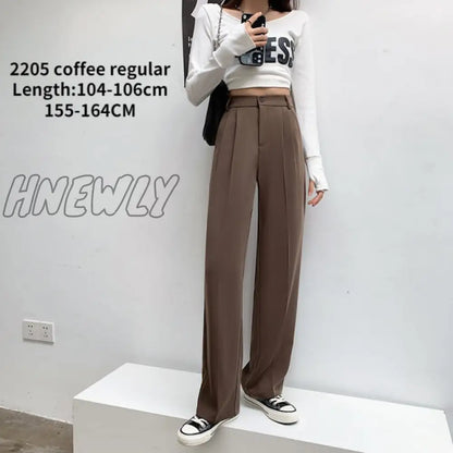 xsrrr Casual High Waist Loose Wide Leg Pants for Women Spring Autumn New Female Floor-Length White Suits Pants Ladies Long Trousers