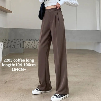 xsrrr Casual High Waist Loose Wide Leg Pants for Women Spring Autumn New Female Floor-Length White Suits Pants Ladies Long Trousers