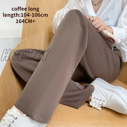 xsrrr Casual High Waist Loose Wide Leg Pants for Women Spring Autumn New Female Floor-Length White Suits Pants Ladies Long Trousers