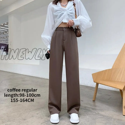 xsrrr Casual High Waist Loose Wide Leg Pants for Women Spring Autumn New Female Floor-Length White Suits Pants Ladies Long Trousers