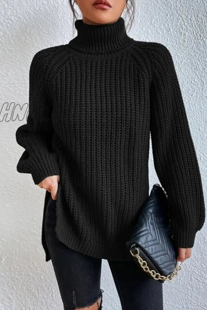 xsrrr - Casual Solid Basic Turtleneck Tops