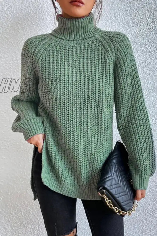 xsrrr - Casual Solid Basic Turtleneck Tops