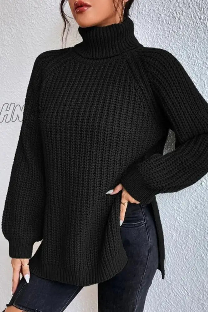 xsrrr - Casual Solid Basic Turtleneck Tops